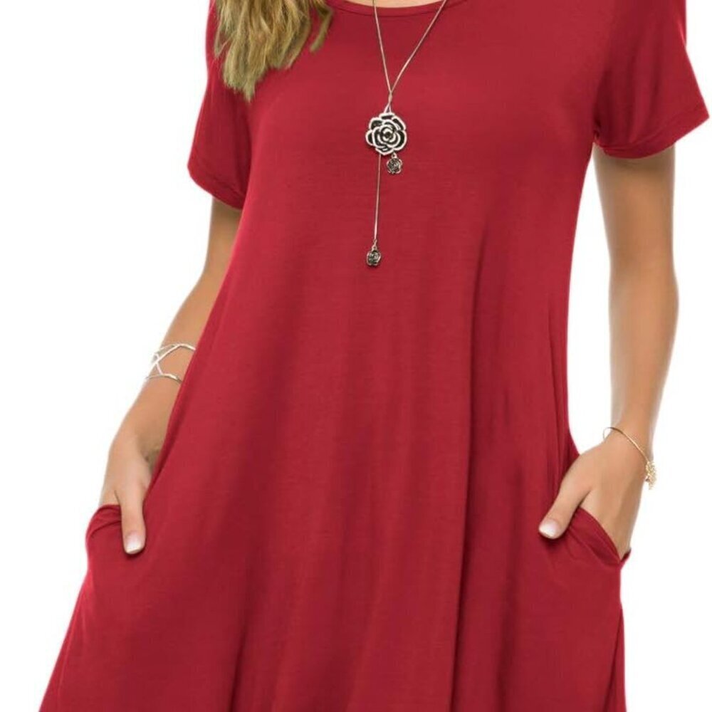Plus Size Cotton T Shirt Dress Casual Swing Pockets Summer Wear